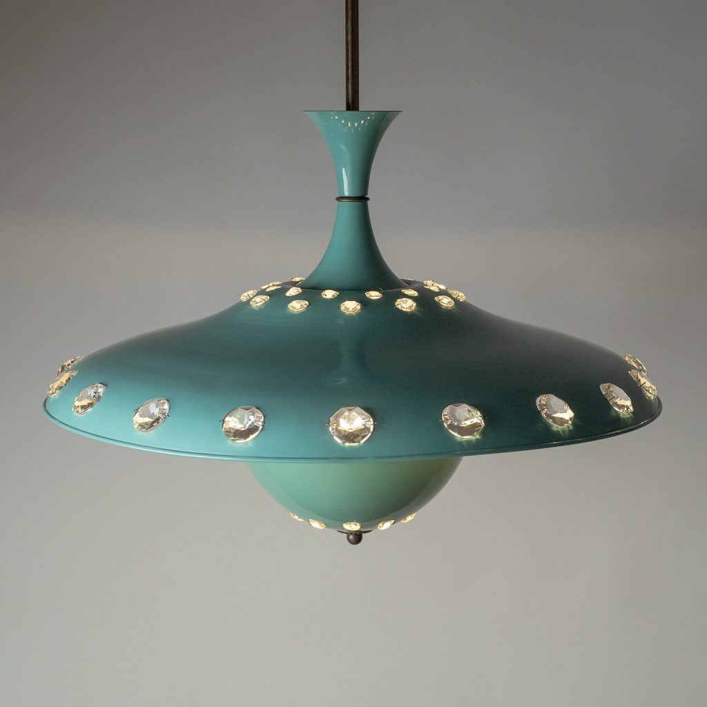 Large Italian Pendant With Crystals, circa 1950