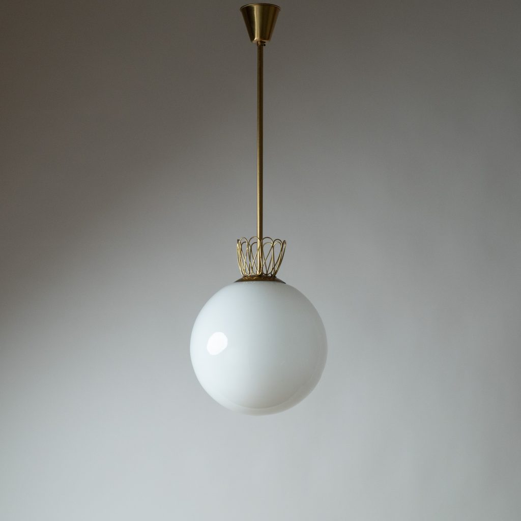 Swedish Brass And Glass Pendant, 1940s