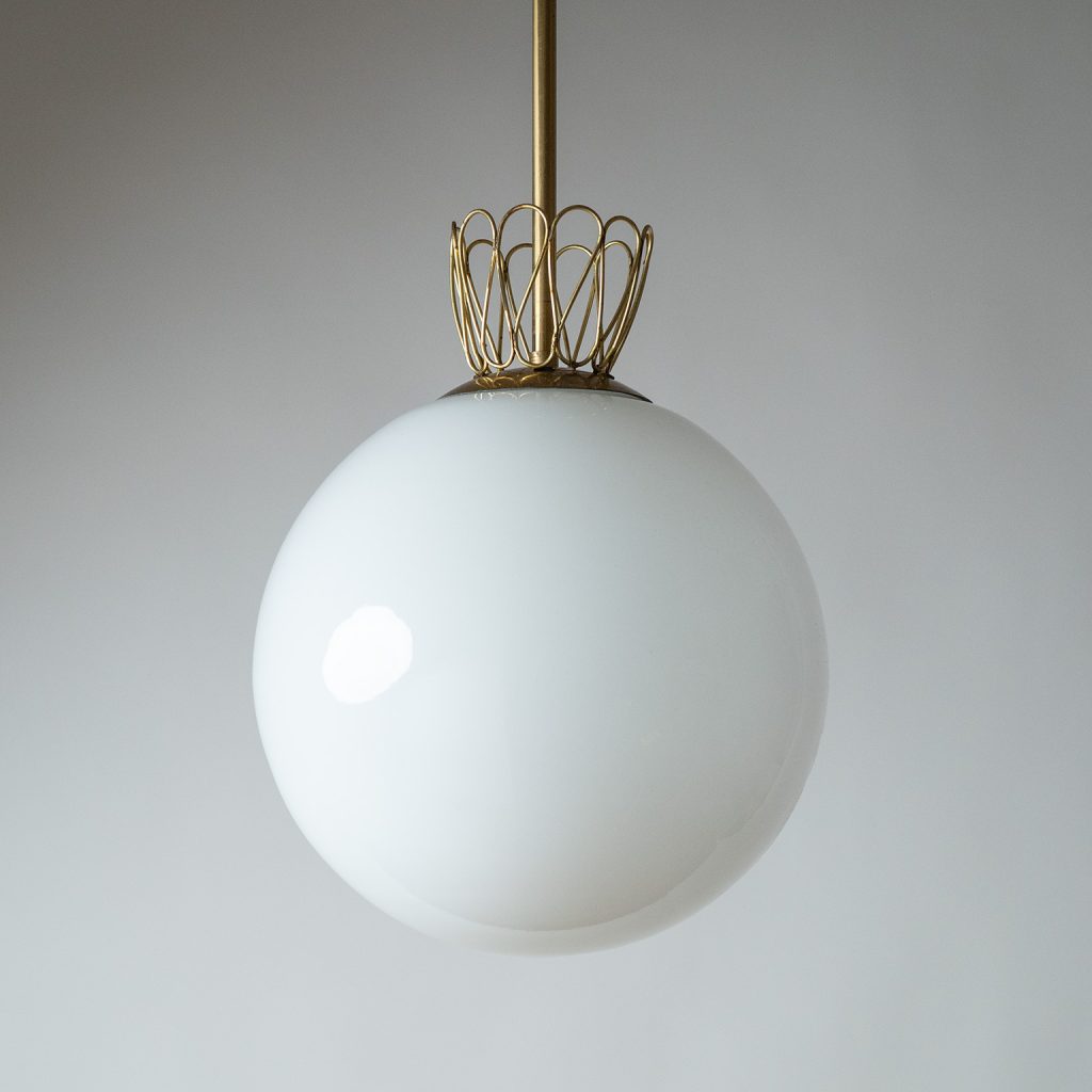 Swedish Brass And Glass Pendant, 1940s