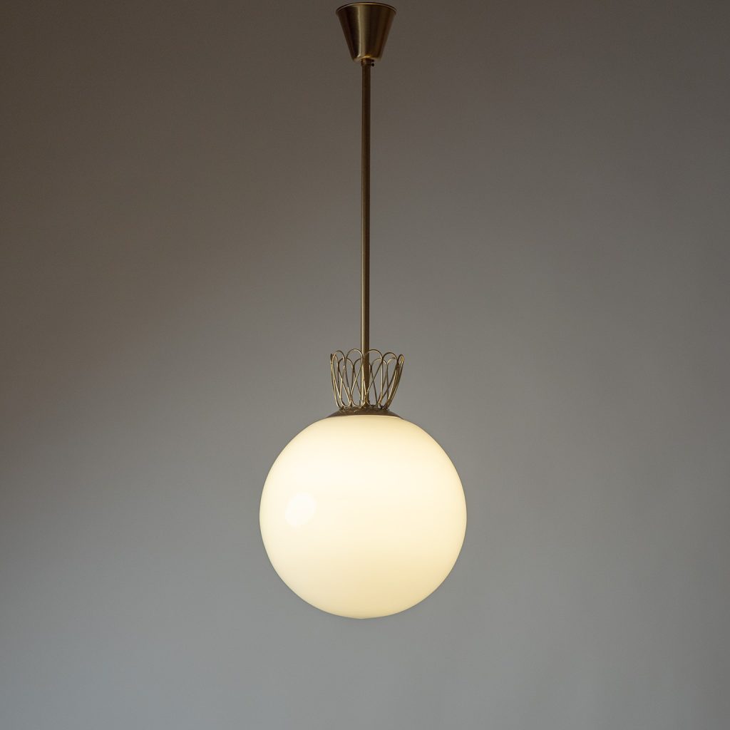 Swedish Brass And Glass Pendant, 1940s