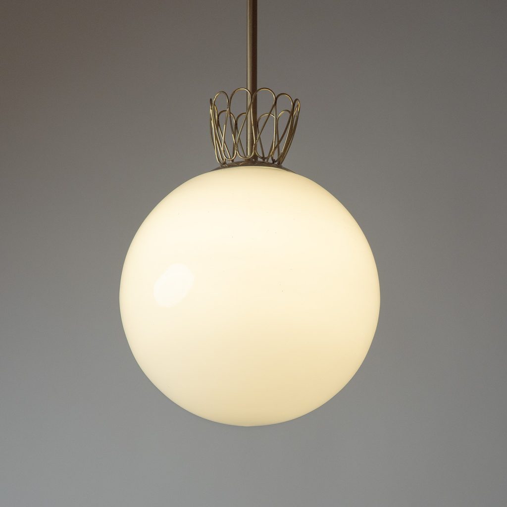 Swedish Brass And Glass Pendant, 1940s