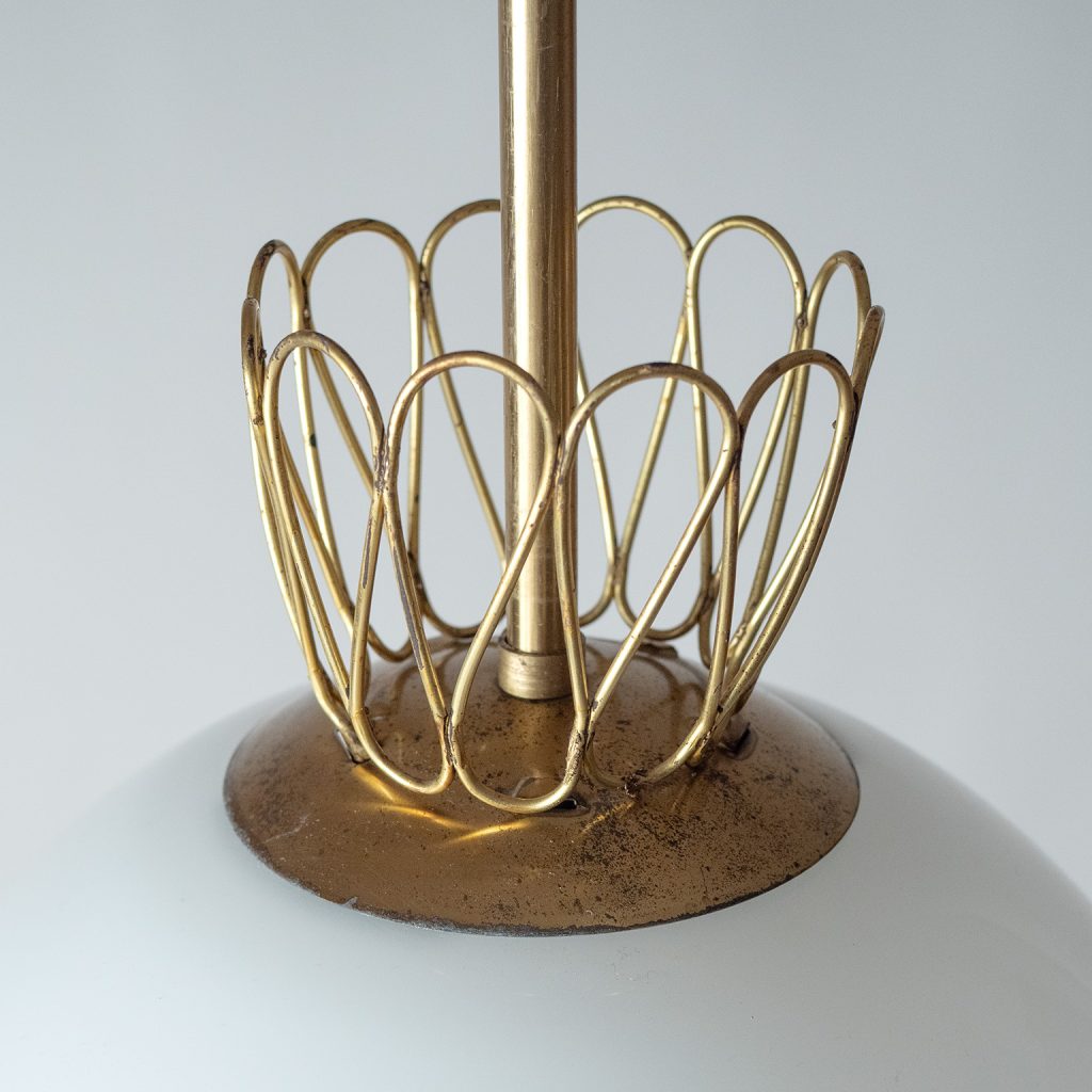 Swedish Brass And Glass Pendant, 1940s