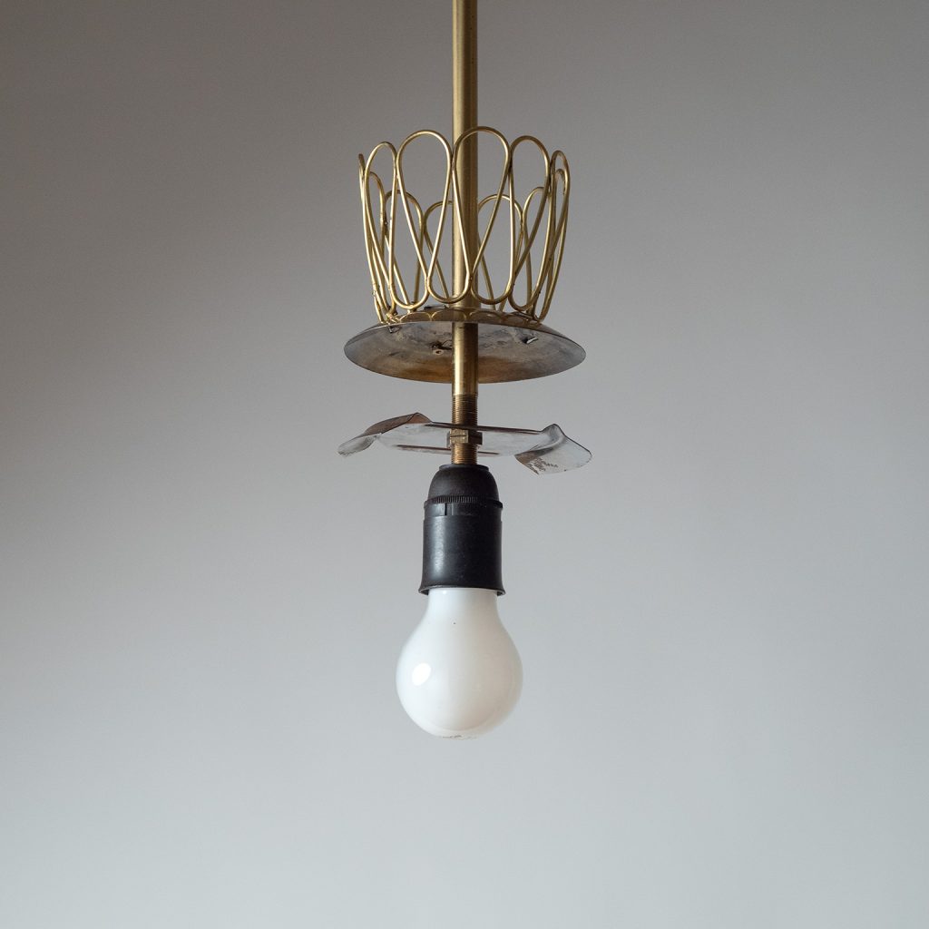 Swedish Brass And Glass Pendant, 1940s