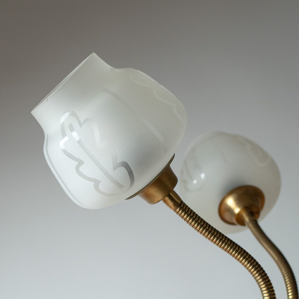 Swedish Brass And Glass Chandelier, 1940s