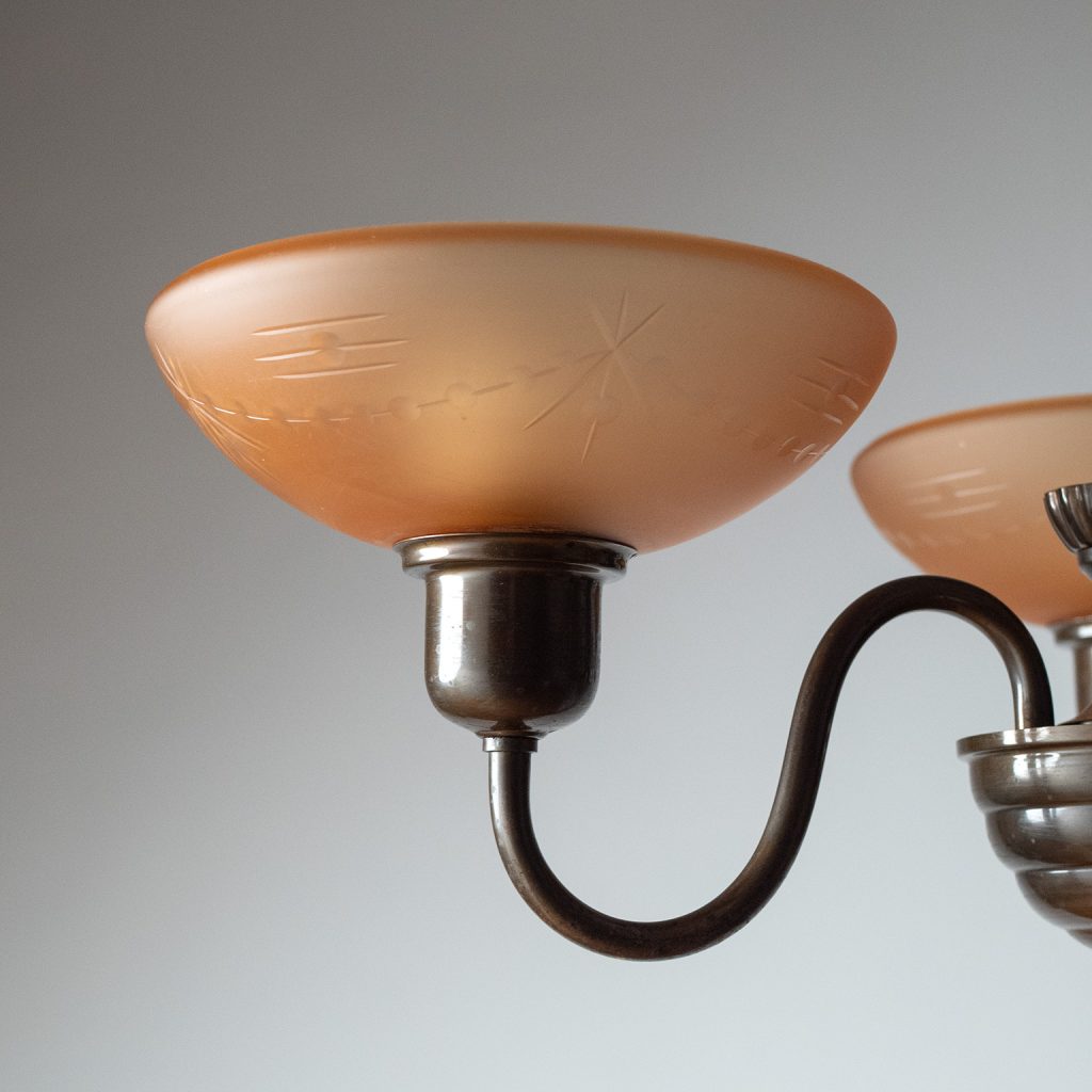 Swedish Bronze And Cut Glass Chandelier, 1930s