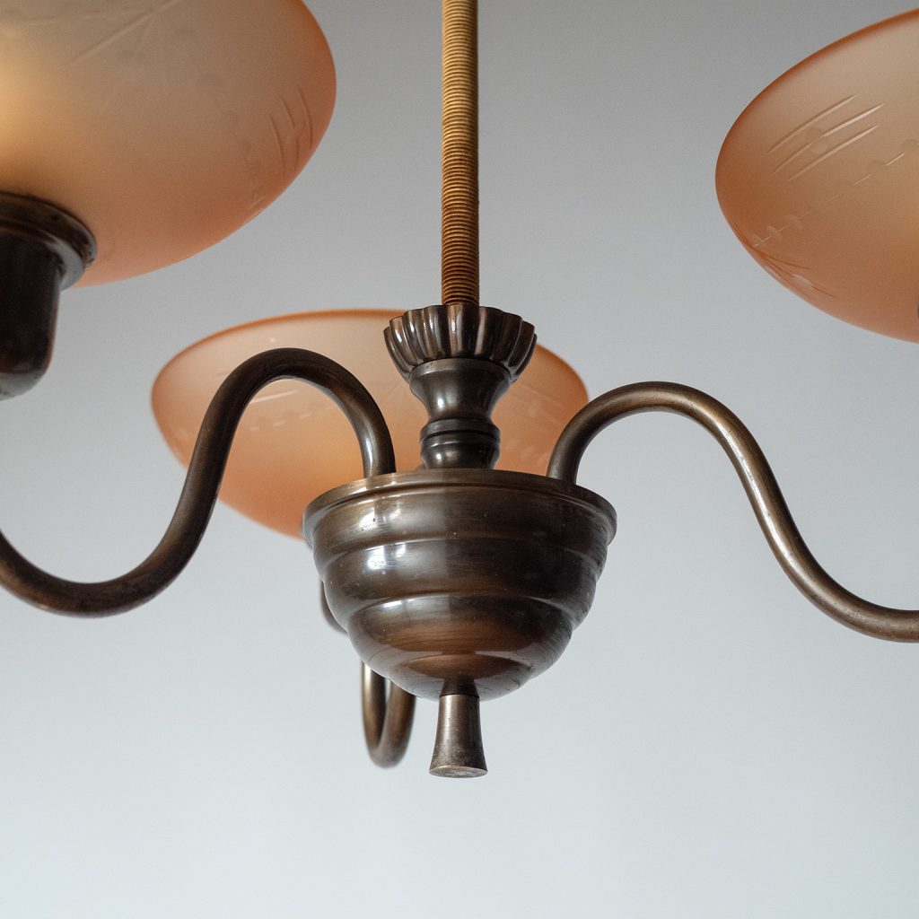 Swedish Bronze And Cut Glass Chandelier, 1930s