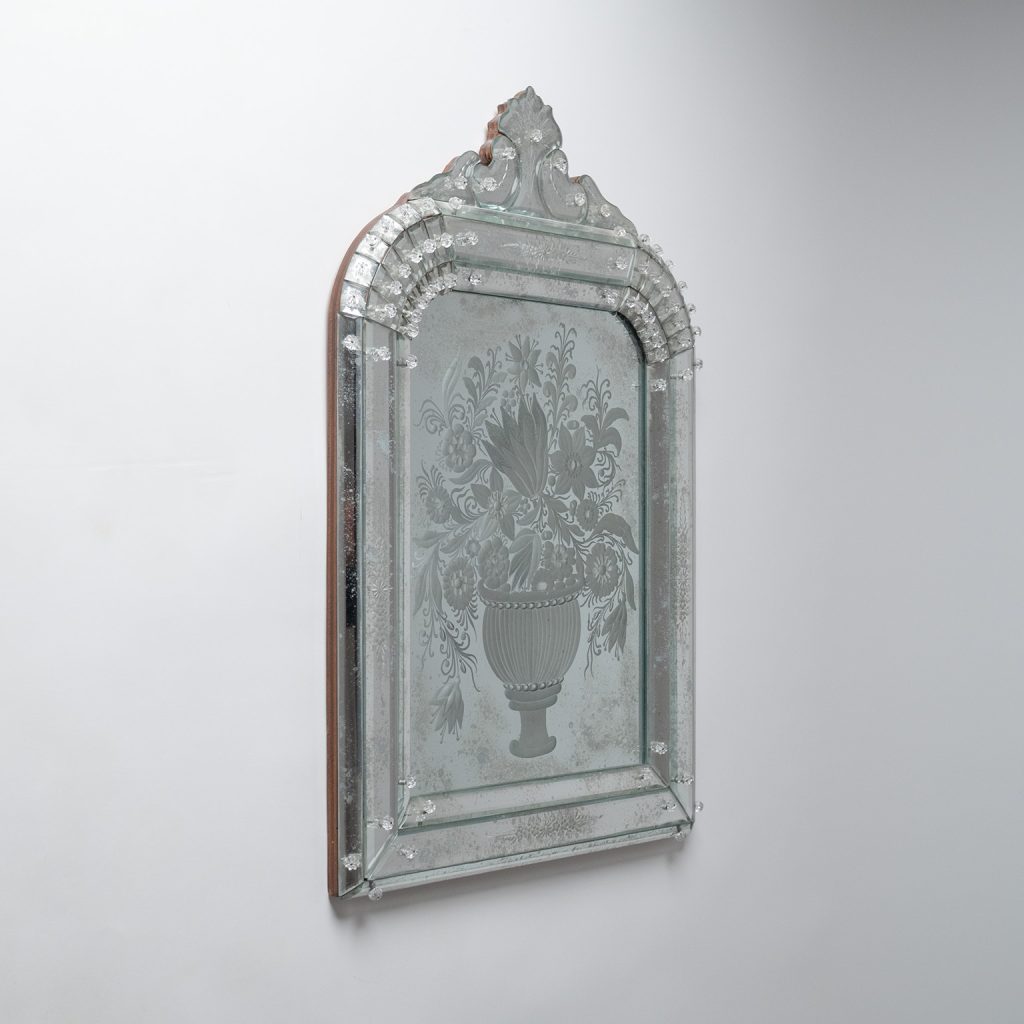 Venetian Cut Glass Patinated Mirror