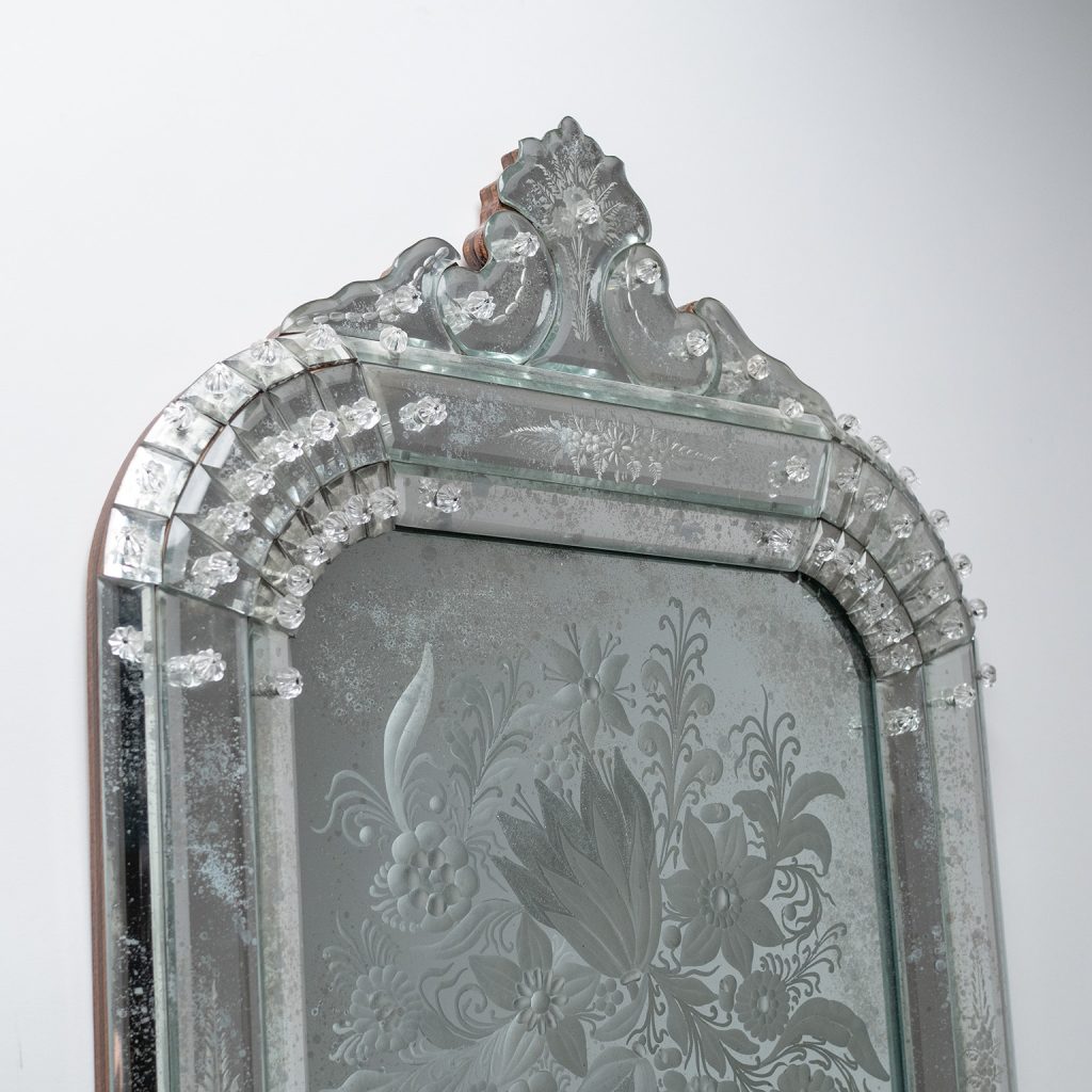 Venetian Cut Glass Patinated Mirror