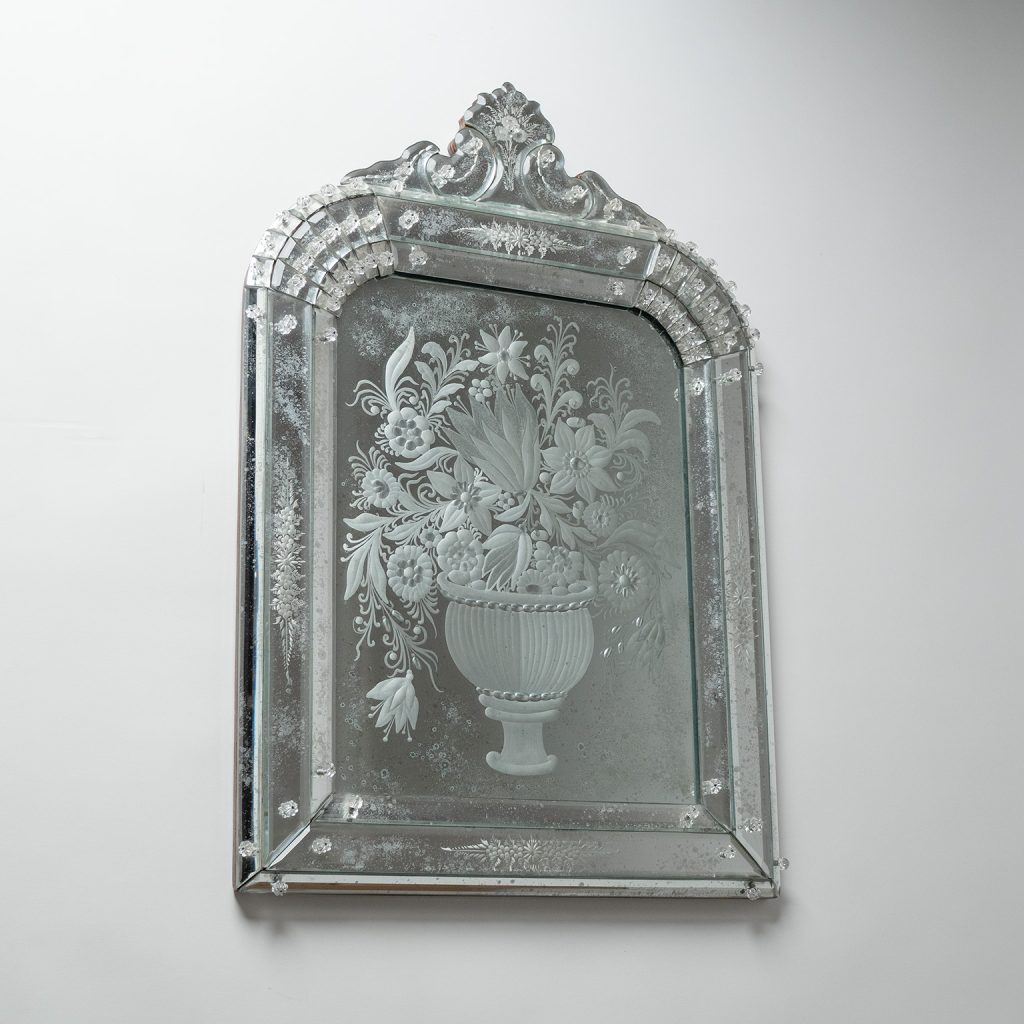 Venetian Cut Glass Patinated Mirror