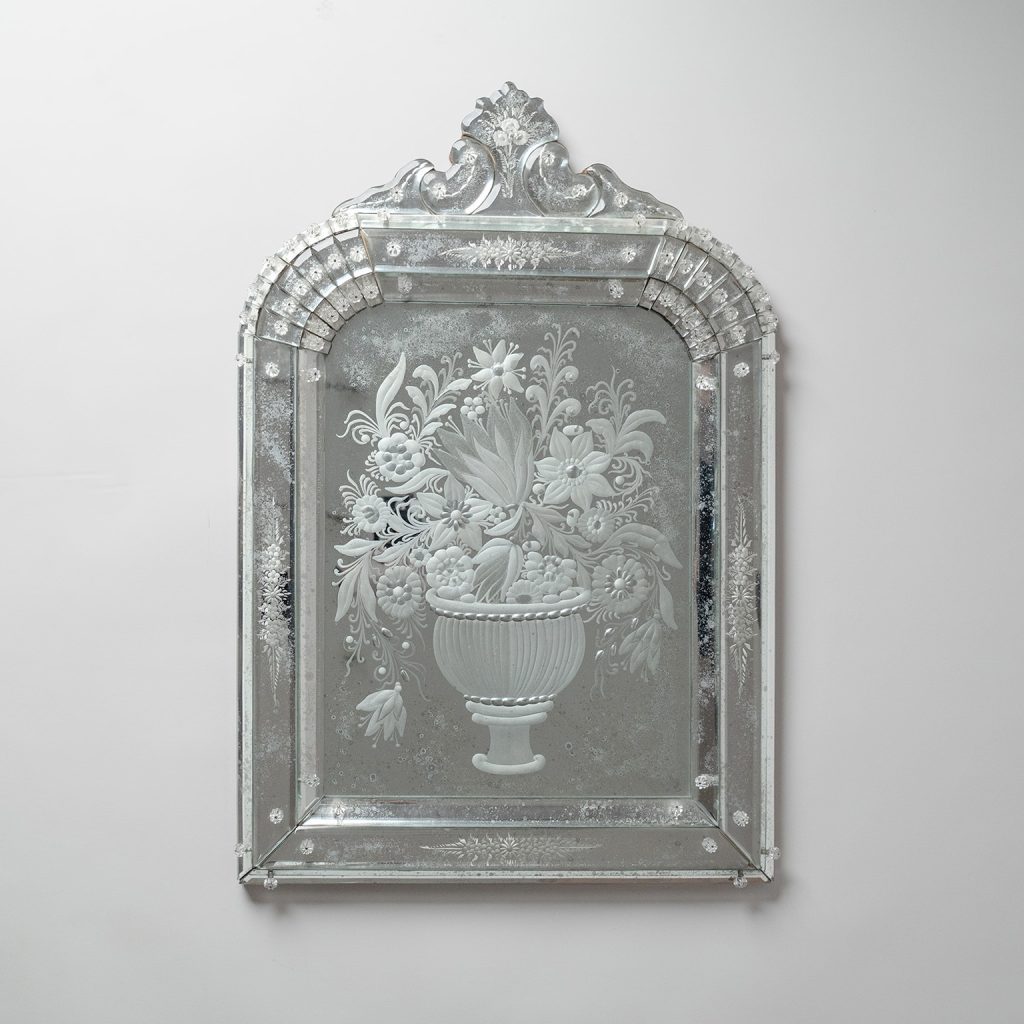 Venetian Cut Glass Patinated Mirror