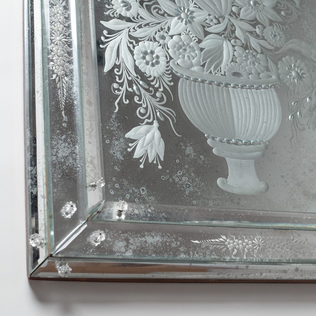 Venetian Cut Glass Patinated Mirror