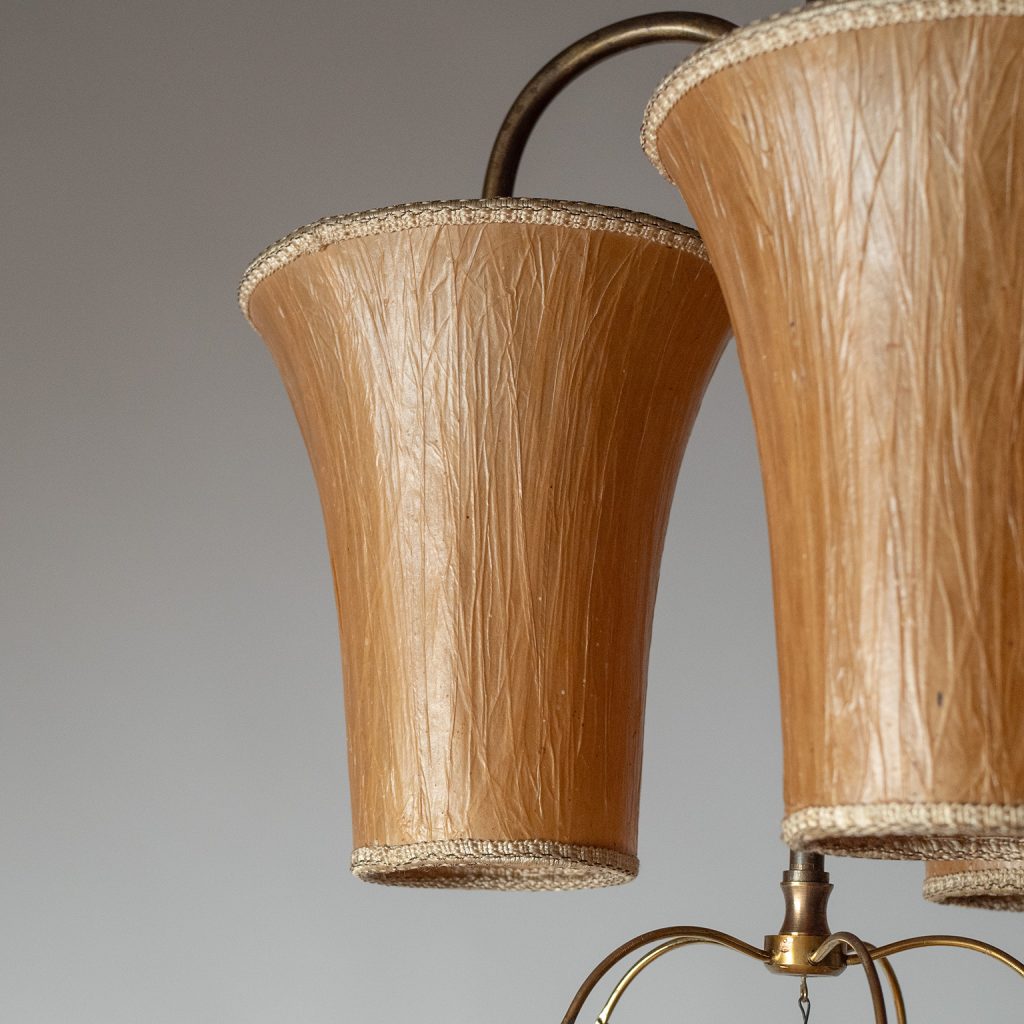 Swedish Ceiling Light with Paper Shades, 1940s