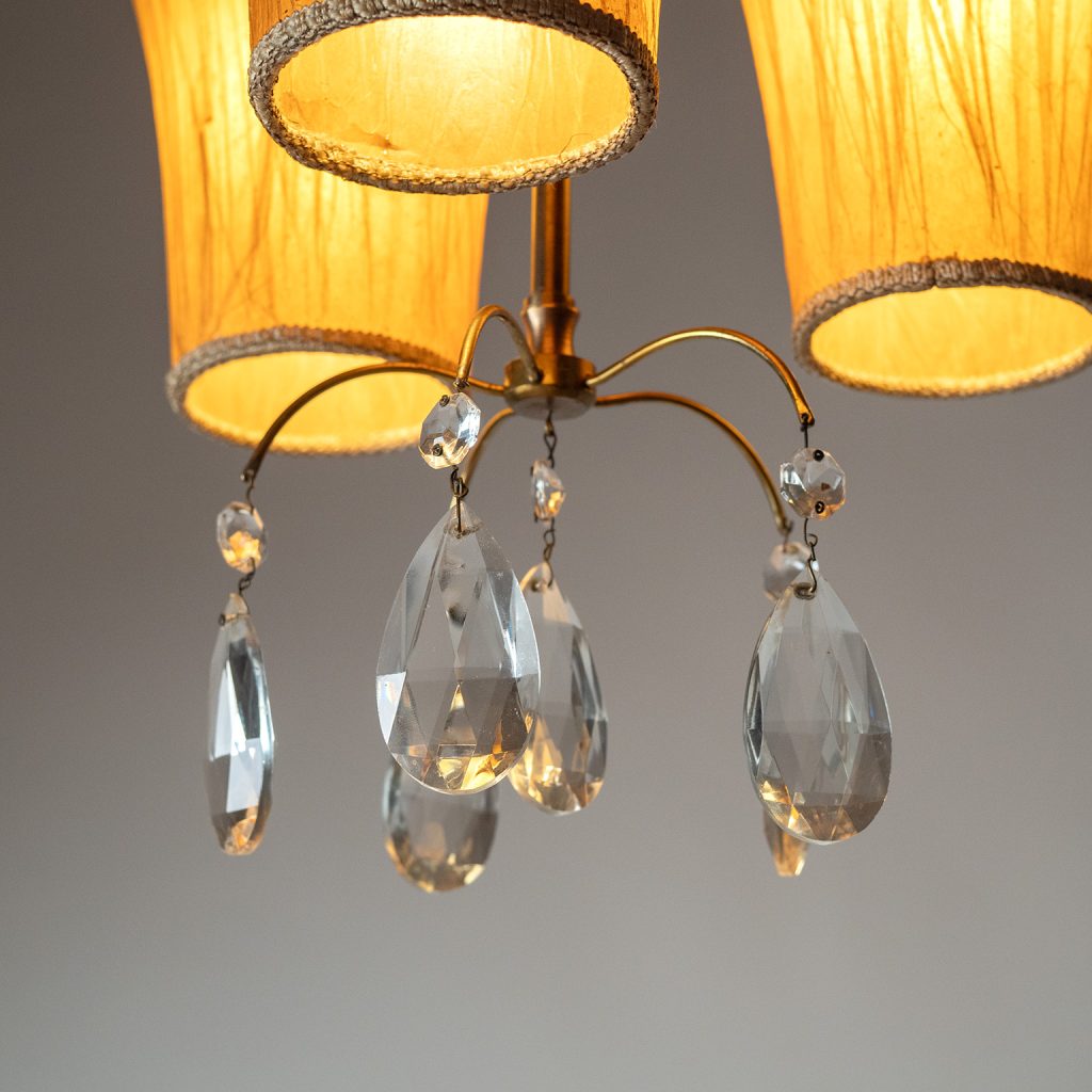 Swedish Ceiling Light with Paper Shades, 1940s