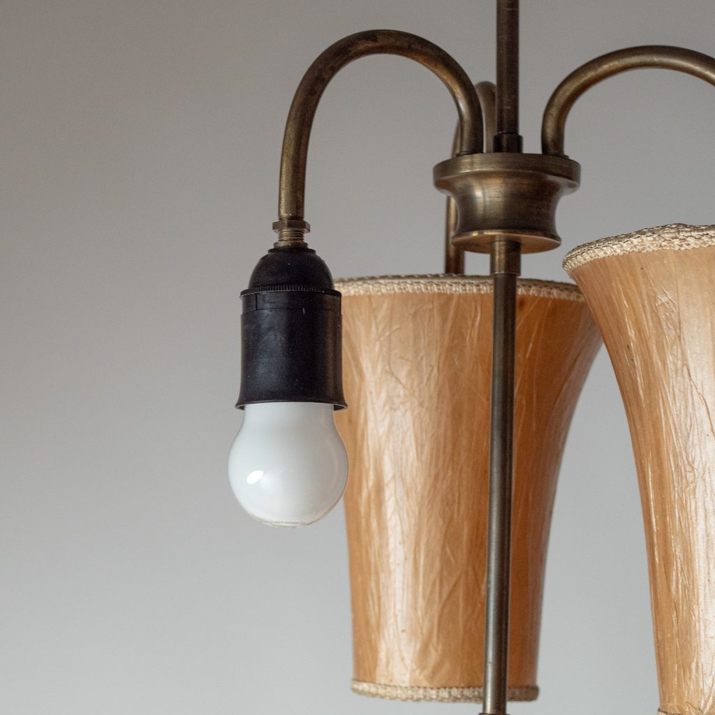 Swedish Ceiling Light with Paper Shades, 1940s