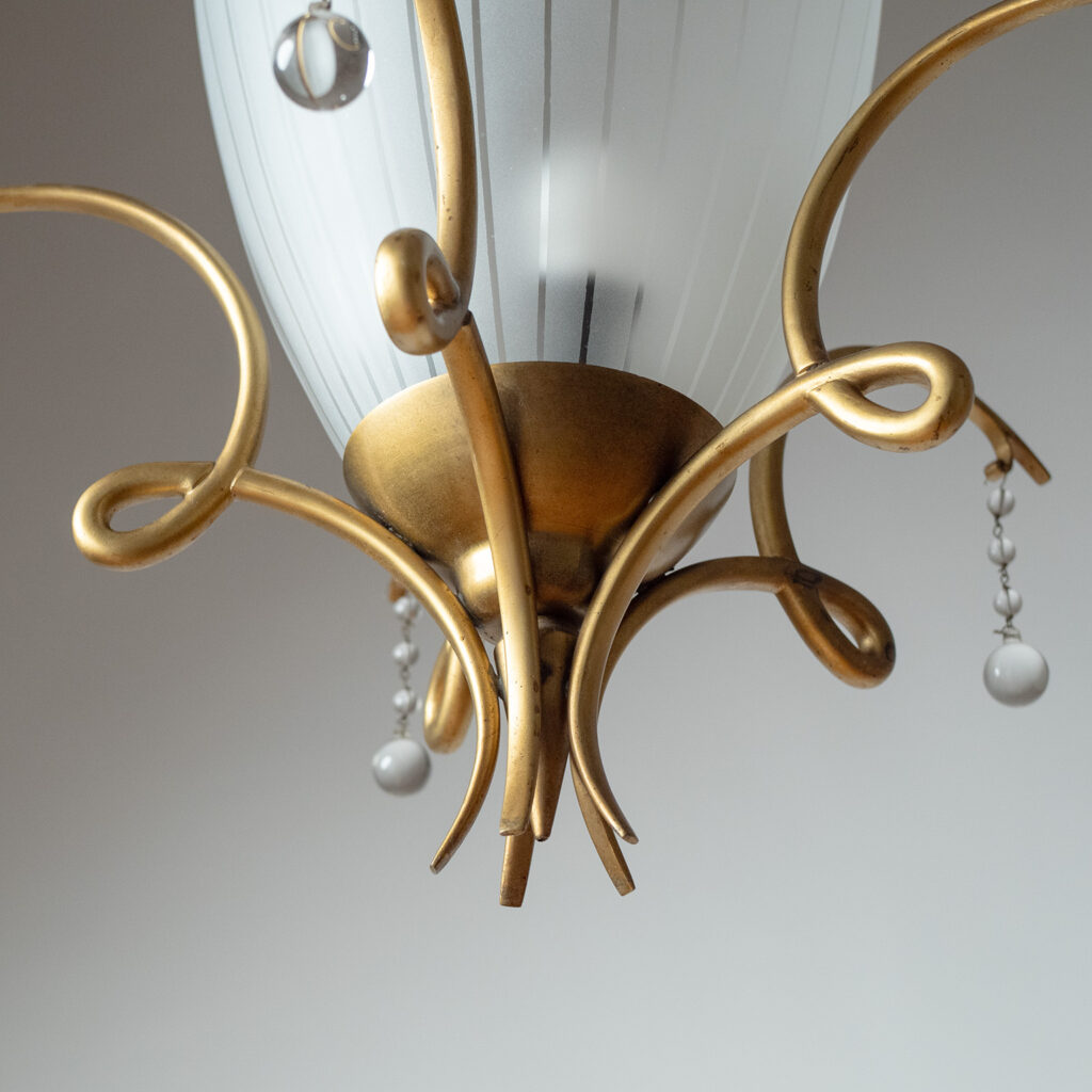 Large Austrian Brass And Glass Pendant, circa 1940