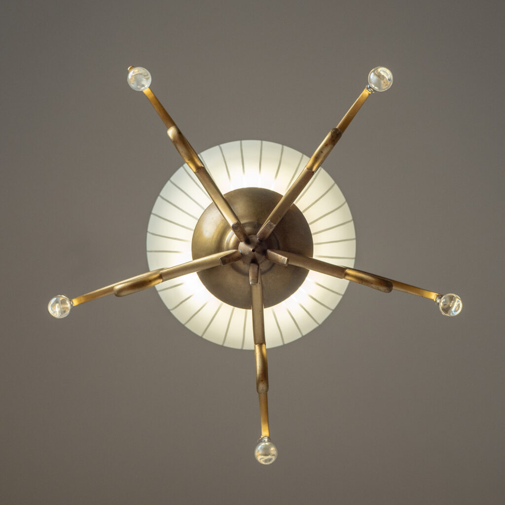 Large Austrian Brass And Glass Pendant, circa 1940