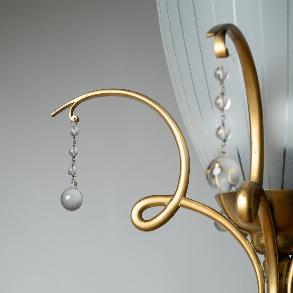 Large Austrian Brass And Glass Pendant, circa 1940