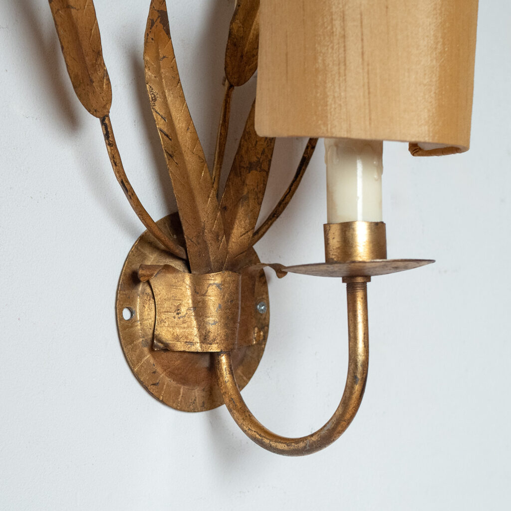 French Gilt Iron Wall Lights, 1970s