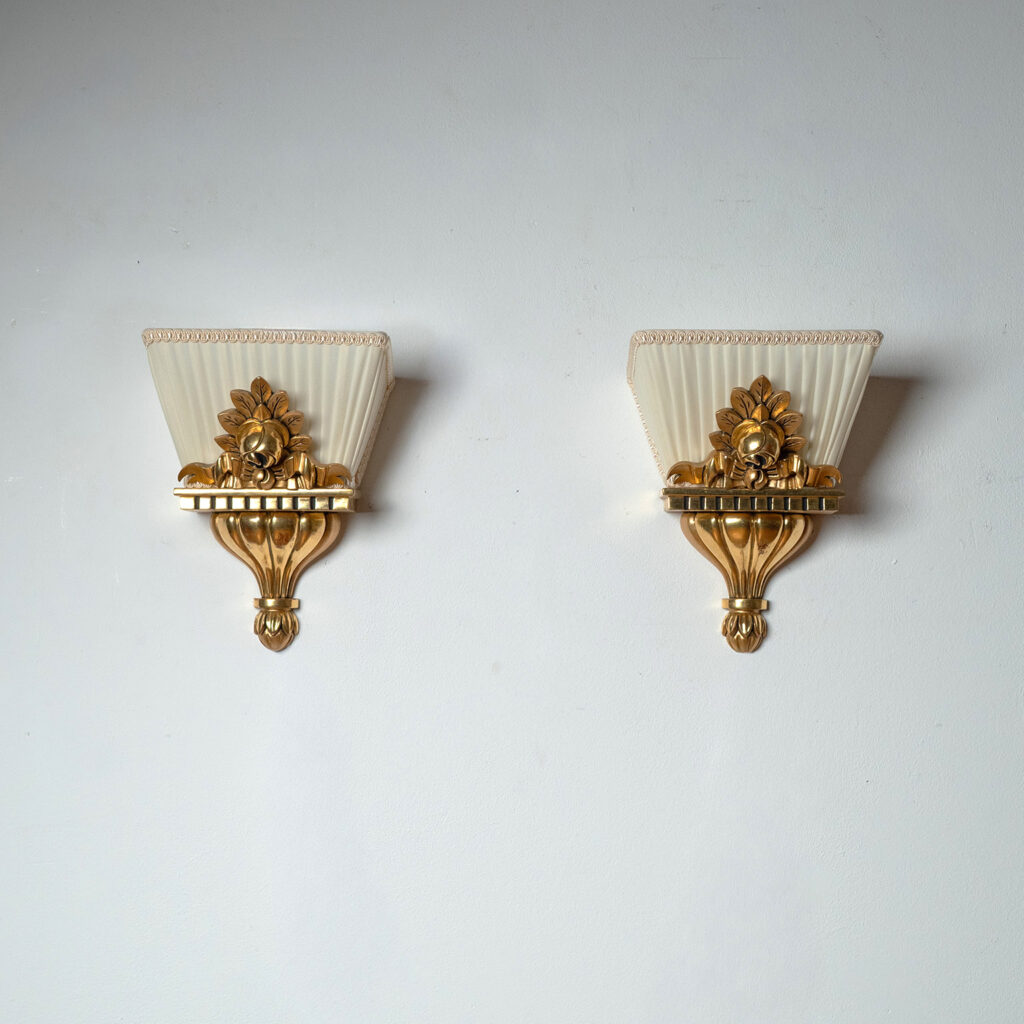 Swedish Giltwood Sconces, circa 1950