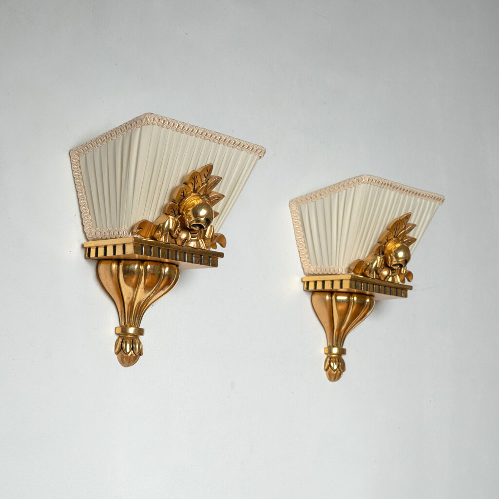 Swedish Giltwood Sconces, circa 1950