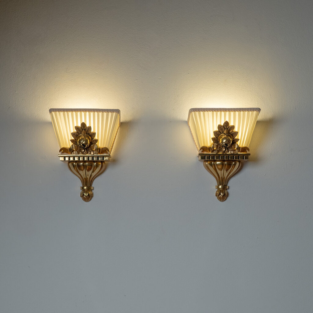 Swedish Giltwood Sconces, circa 1950