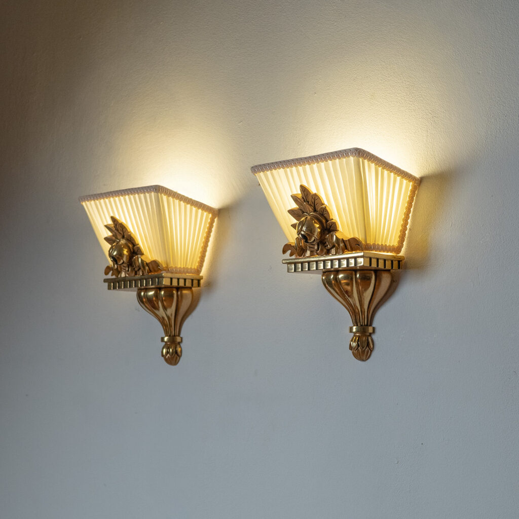 Swedish Giltwood Sconces, circa 1950