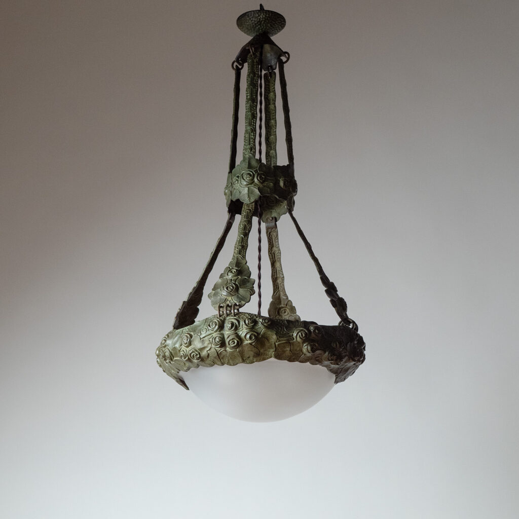 Alice Nordin Bronze Chandelier, Böhlmarks, circa 1912