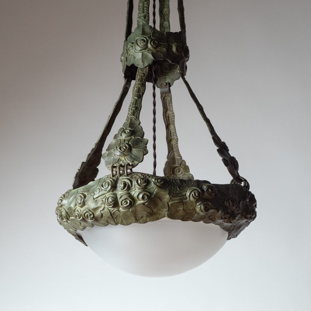 Alice Nordin Bronze Chandelier, Böhlmarks, circa 1912