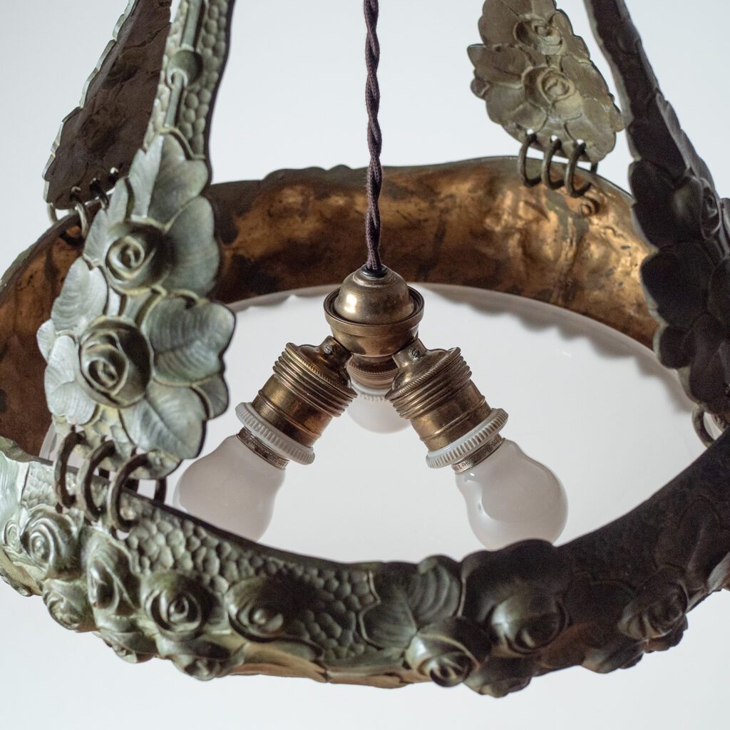 Alice Nordin Bronze Chandelier, Böhlmarks, circa 1912