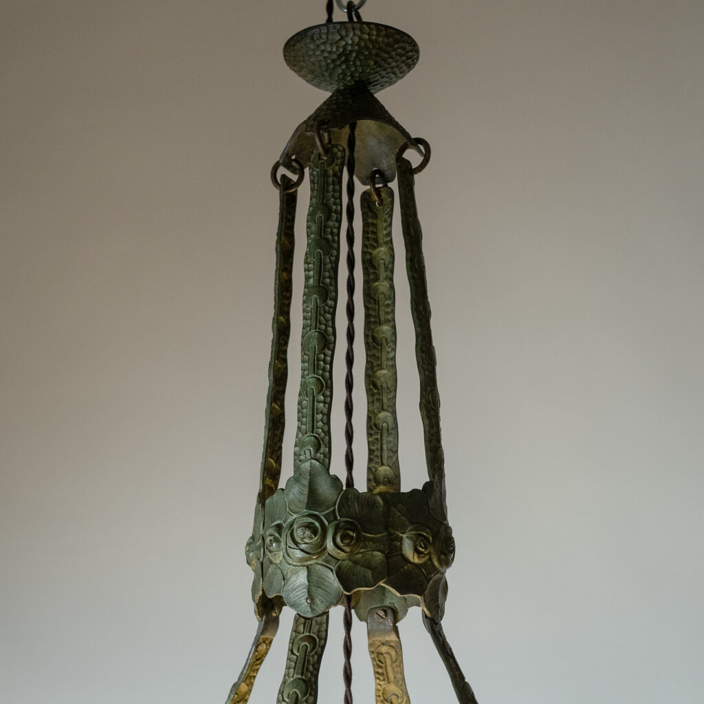 Alice Nordin Bronze Chandelier, Böhlmarks, circa 1912