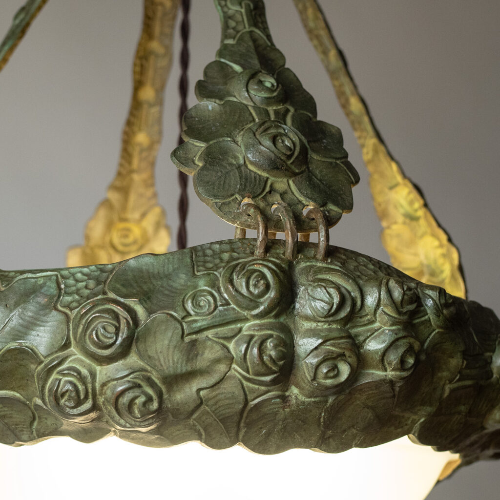 Alice Nordin Bronze Chandelier, Böhlmarks, circa 1912