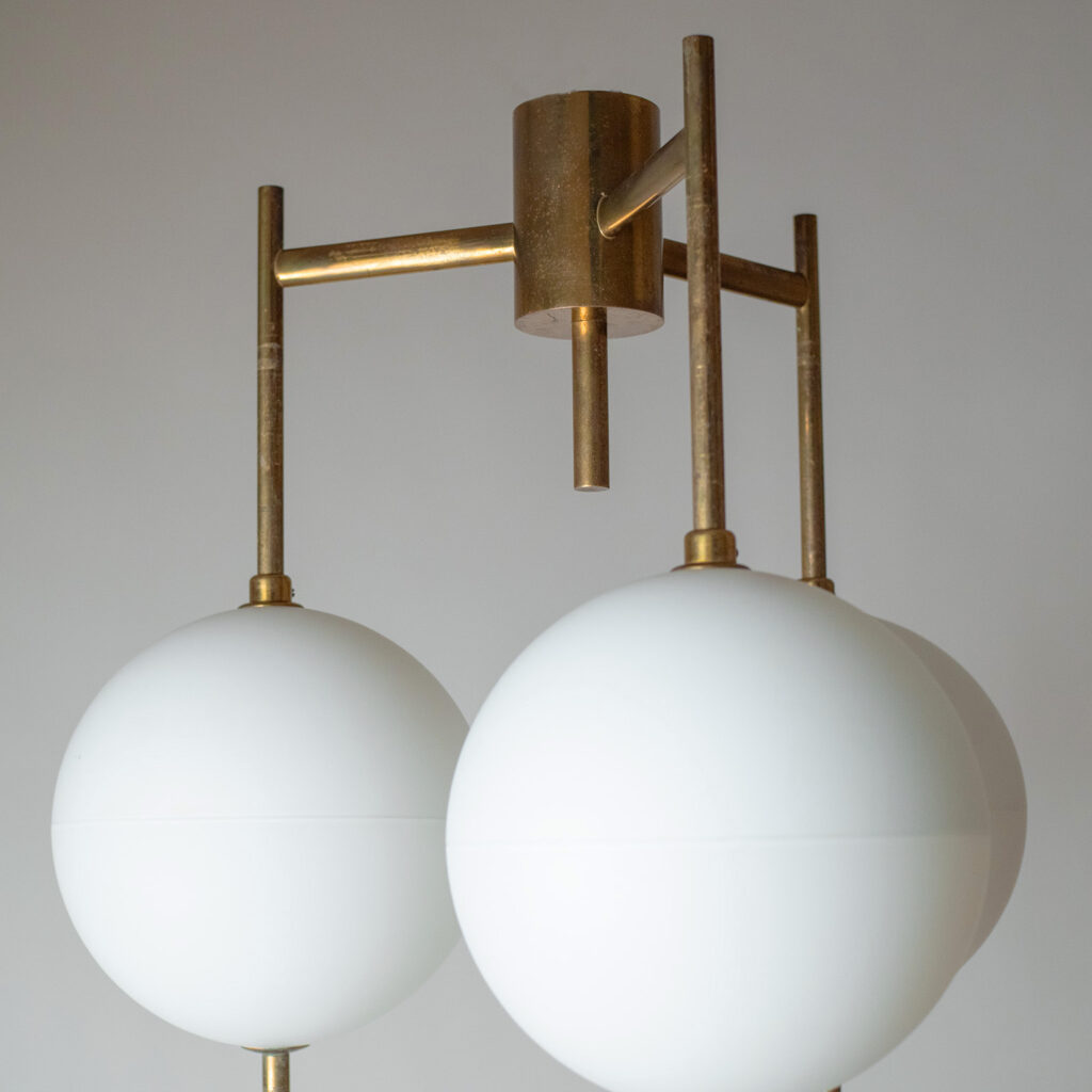 Angelo Lelii Ceiling Brass And Glass Light, circa 1958