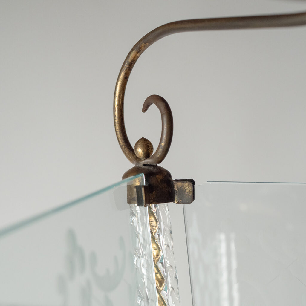 Italian Cut Glass And Brass Lantern, 1930s