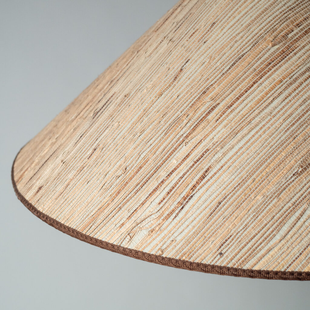 Austrian Brass Floor Lamp With Raffia Shade, 1950s