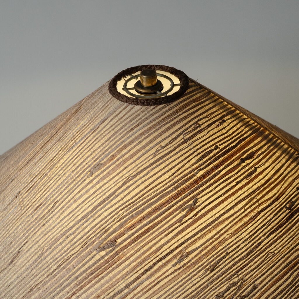 Austrian Brass Floor Lamp With Raffia Shade, 1950s