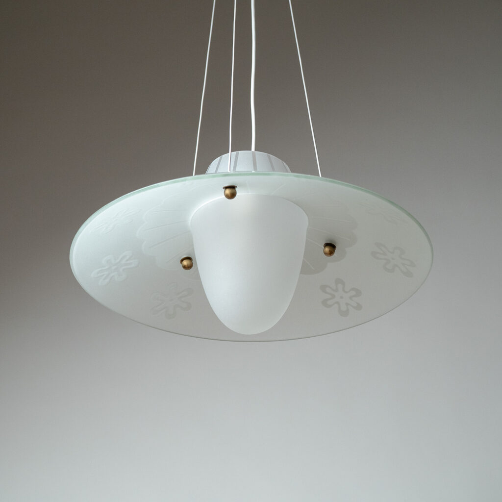 Swedish Dual Etched Glass Pendant, 1950s