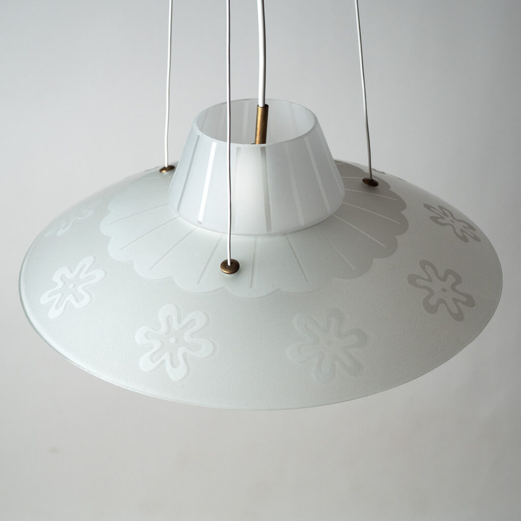 Swedish Dual Etched Glass Pendant, 1950s