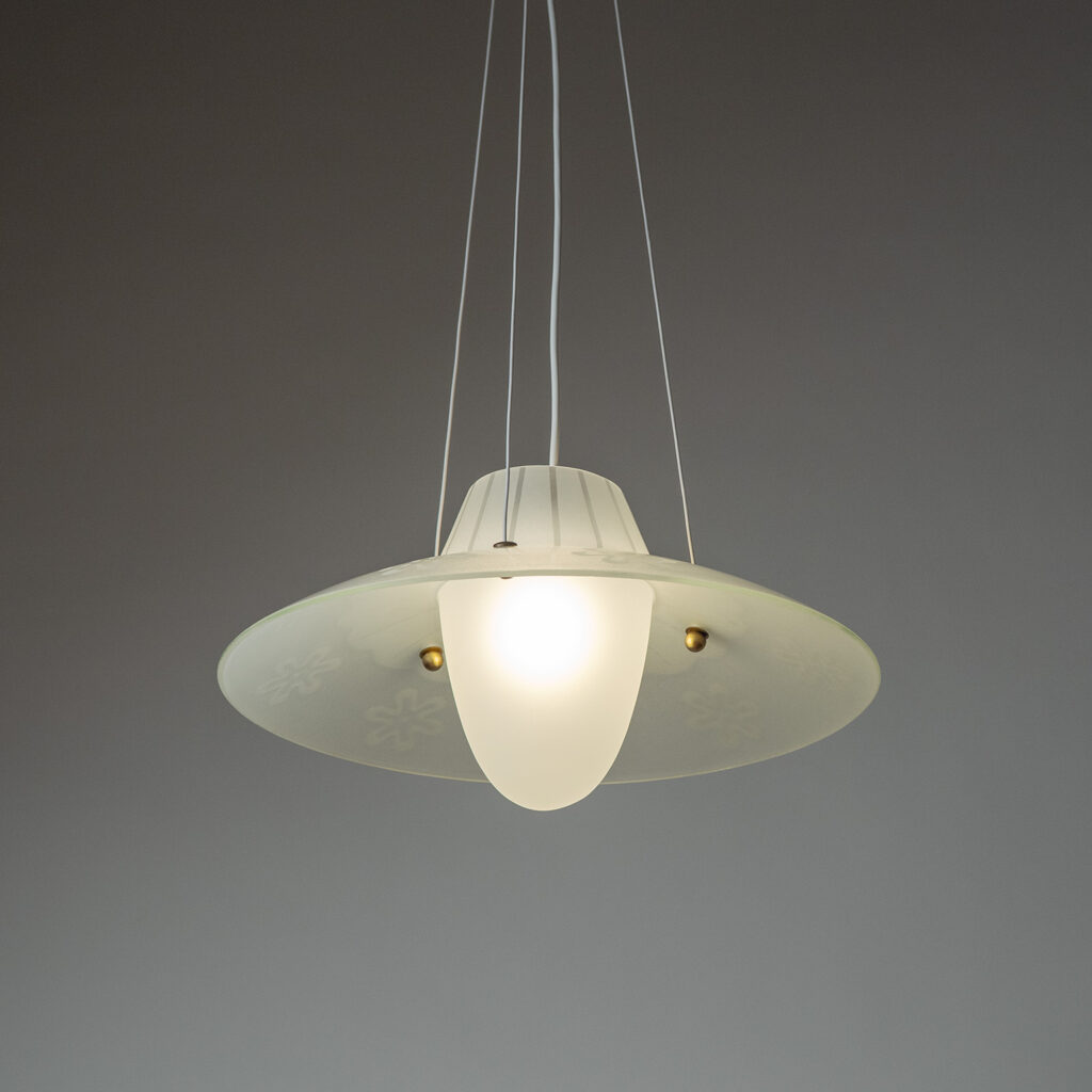 Swedish Dual Etched Glass Pendant, 1950s