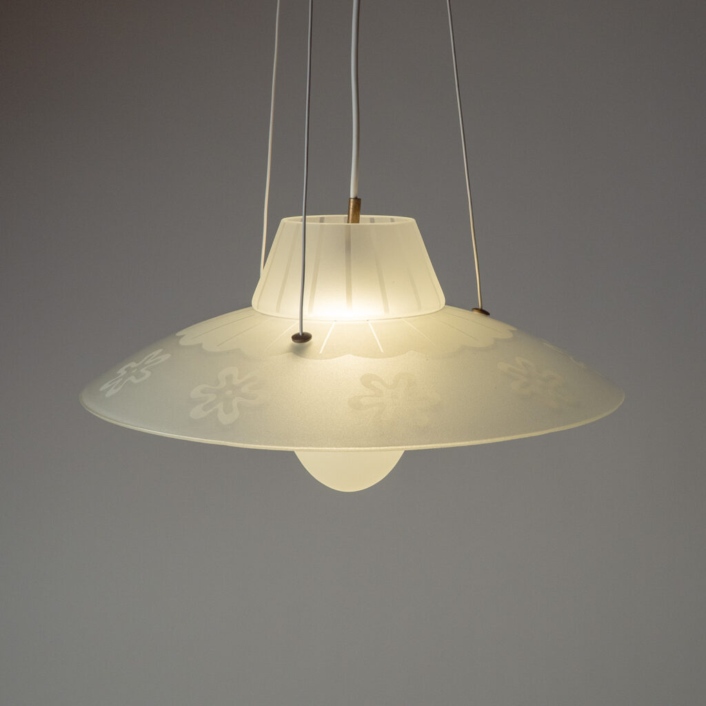 Swedish Dual Etched Glass Pendant, 1950s