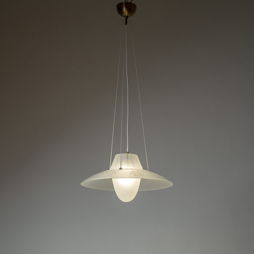 Swedish Dual Etched Glass Pendant, 1950s