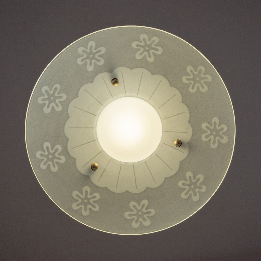 Swedish Dual Etched Glass Pendant, 1950s