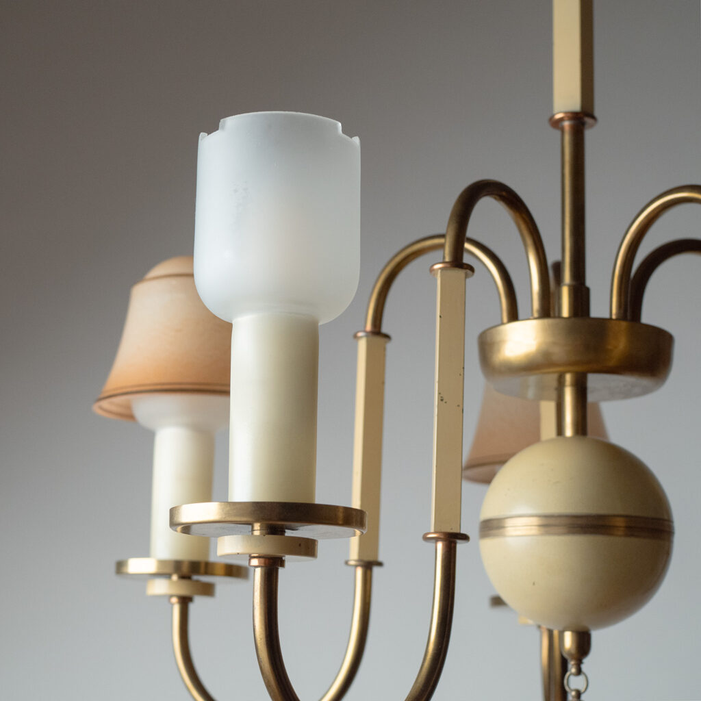 German Art Deco Chandelier With Enameled Glass, 1930s