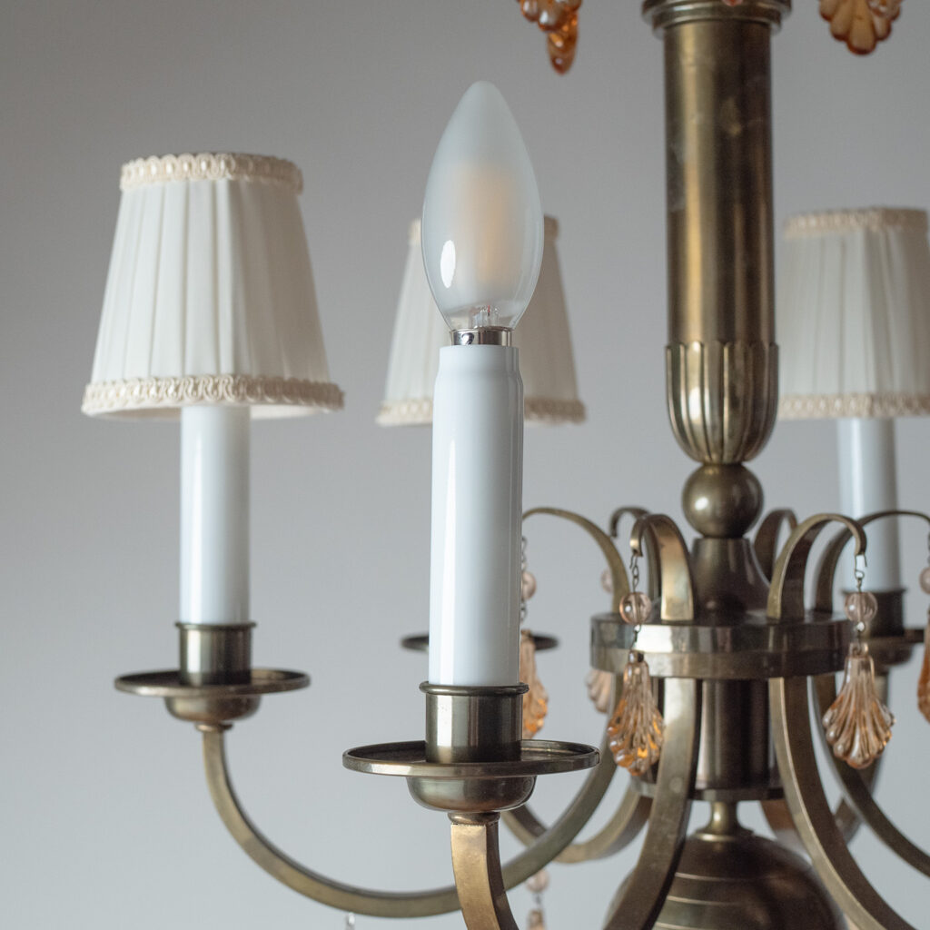 Harald Notini Brass And Glass Chandelier, Böhlmarks 1930s