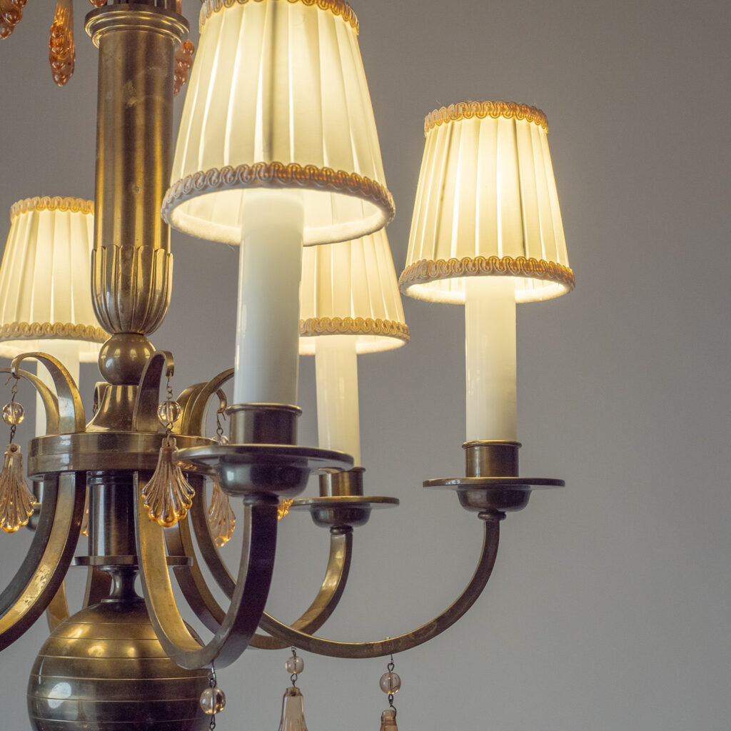 Harald Notini Brass And Glass Chandelier, 1930s