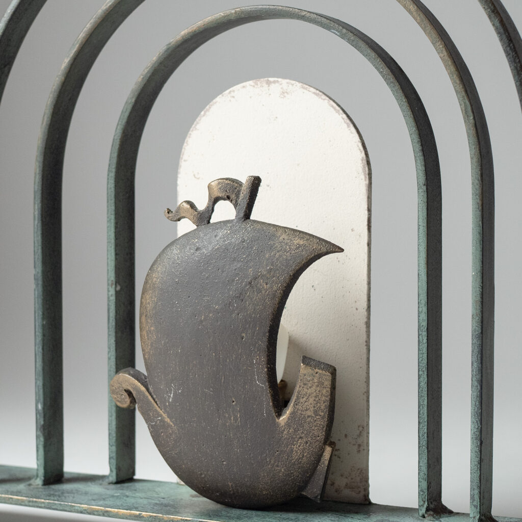 Swedish Patinated Iron Art Deco Table Lamp, 1930s