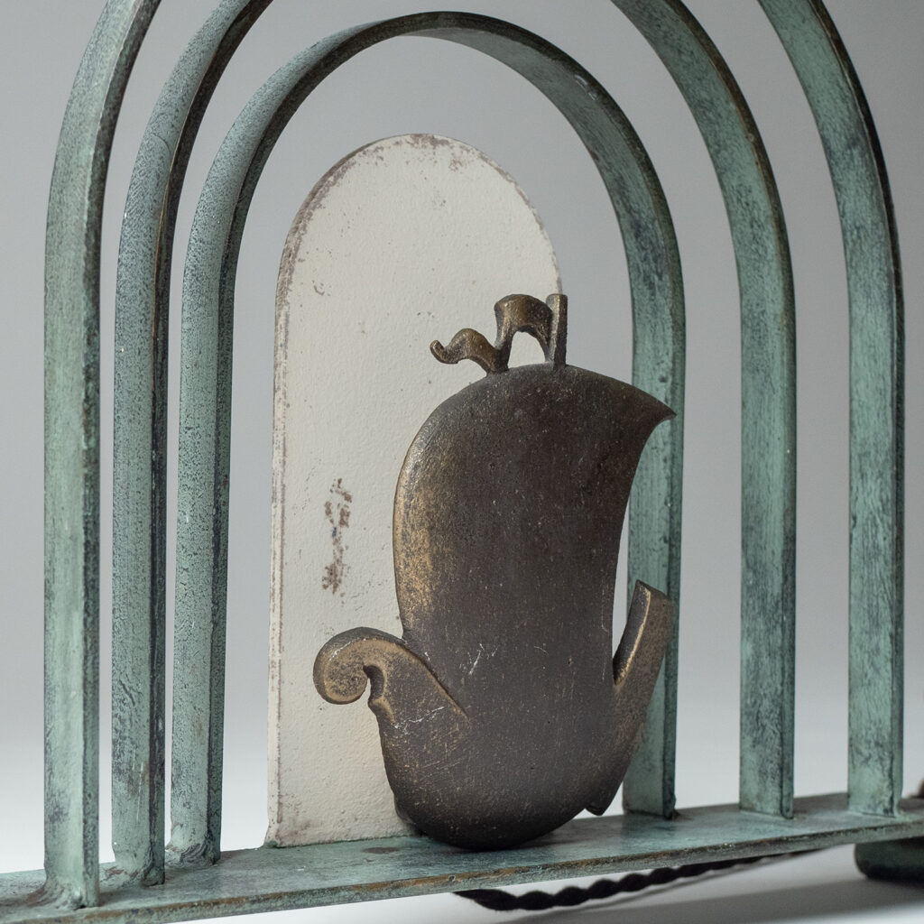 Swedish Patinated Iron Art Deco Table Lamp, 1930s