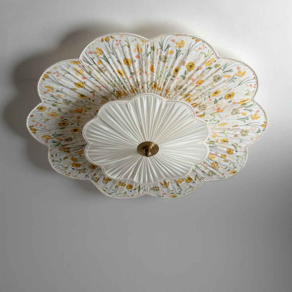 Swedish Fabric Ceiling Light, 1940s