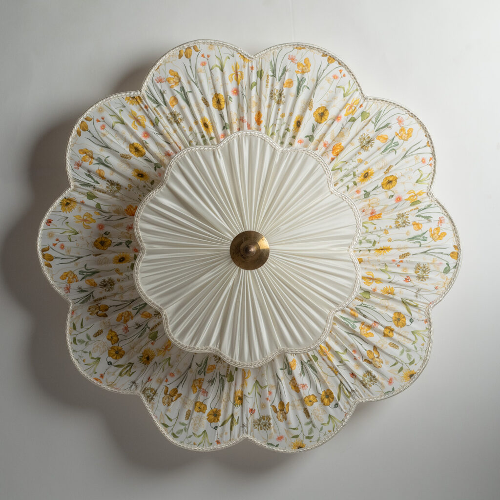 Swedish Fabric Ceiling Light, 1940s
