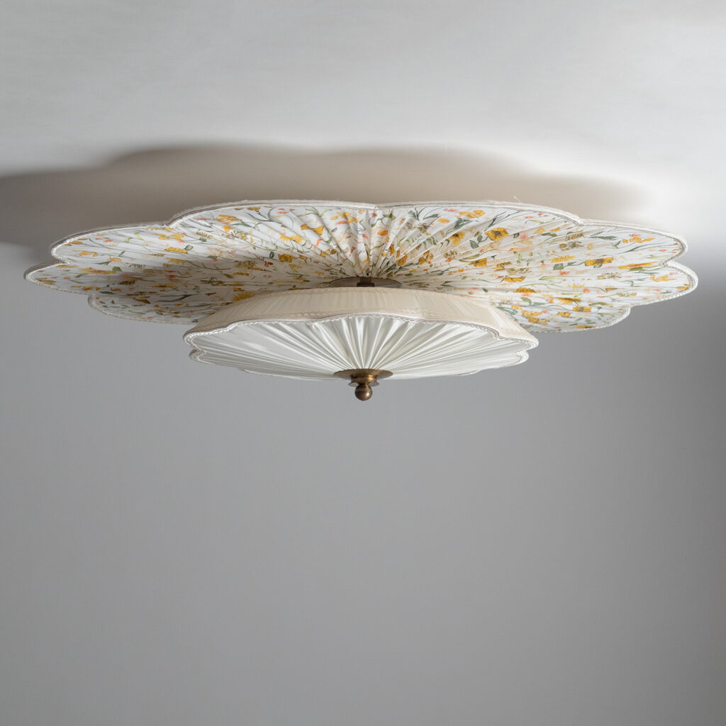 Swedish Fabric Ceiling Light, 1940s