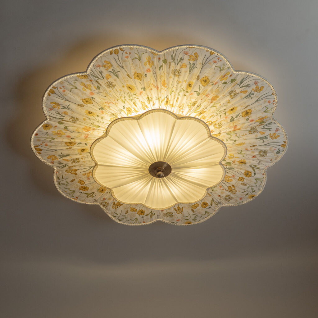 Swedish Fabric Ceiling Light, 1940s